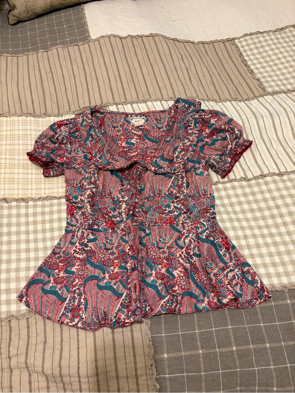 Viola Peplum Top | Vintage Floral Paisley Button Up Top | Anthropologie